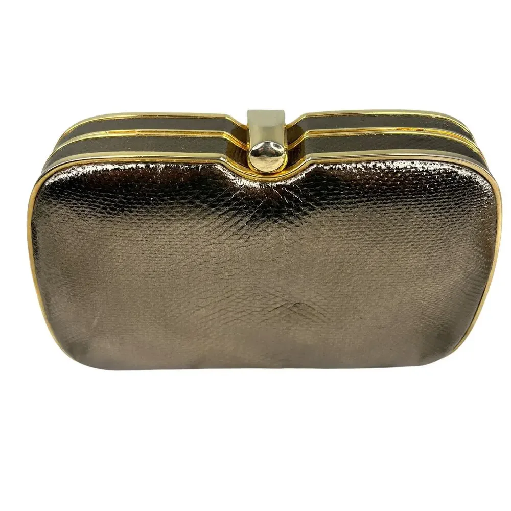 Le-Ann Gold Purse Clutch Crossbody Chain 7